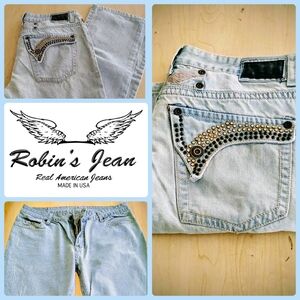 Light Blue Robin's Jeans Studded Men Jeans